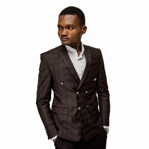 Checkered Stripped Double Breasted Wool Blazers-Brown - MBZ-2601