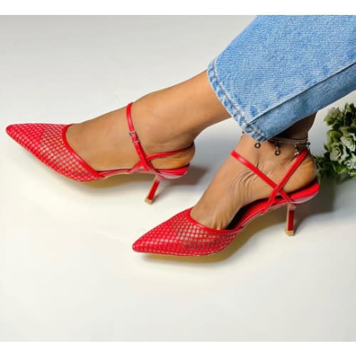 Stiletto Heel Sandals - Red