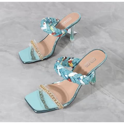 Slip On Studded Mules- Teal Green