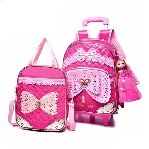Trolley Schoolbag Set Luggage Wheeled Book Bags Backpack