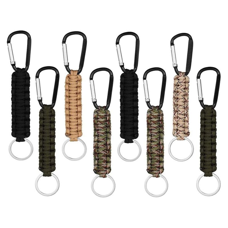 8Pcs Paracord Keychain with Carabiner 7 Cores Braided Lanyard Utility LanyardLanyard Utility Ring Hook