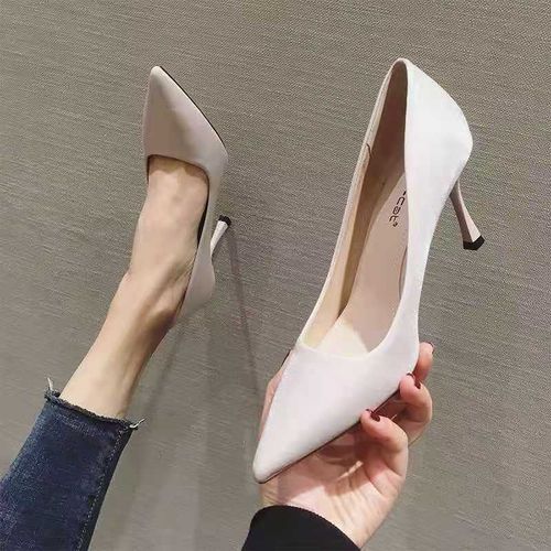 Ladies Classic Simple Pointed Comfortable High Heels-Light Pink