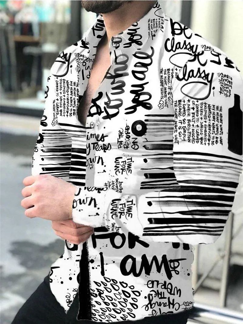 Text Art Fashion Luxury Party Evening Dress Shirt Lapel On