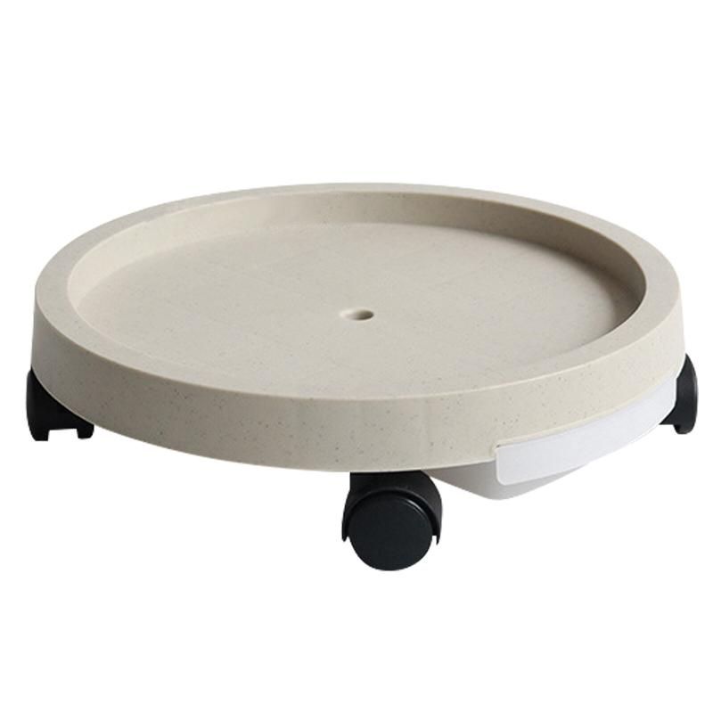 Plant Caddy Rolling Dolly Planter Saucer Tray (Beige)