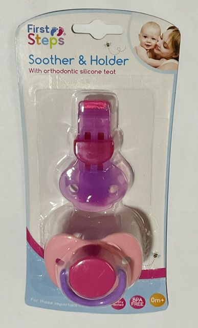 Soother And Holder Set Pink/Pink 0m+