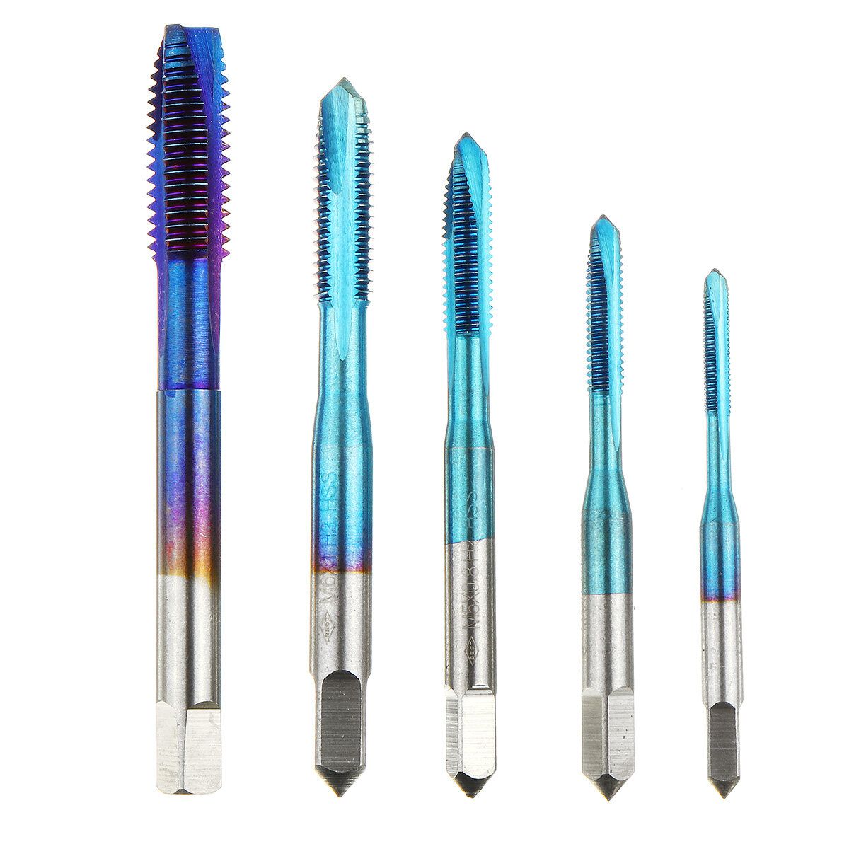 5Pcs -M8 Titanium-plated Woodworking Screw Spiral Groove Point Tap Drill Bit Set Apricot
