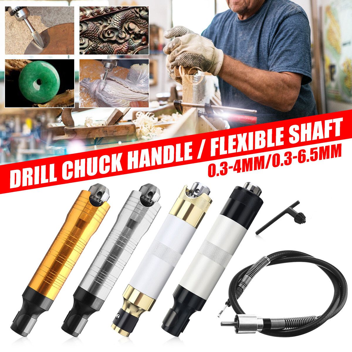 Grinding Machine Handle With Wrench Flexible Shaft For Crane/Electric Grinder 0.3-6.5mm Gold Handle