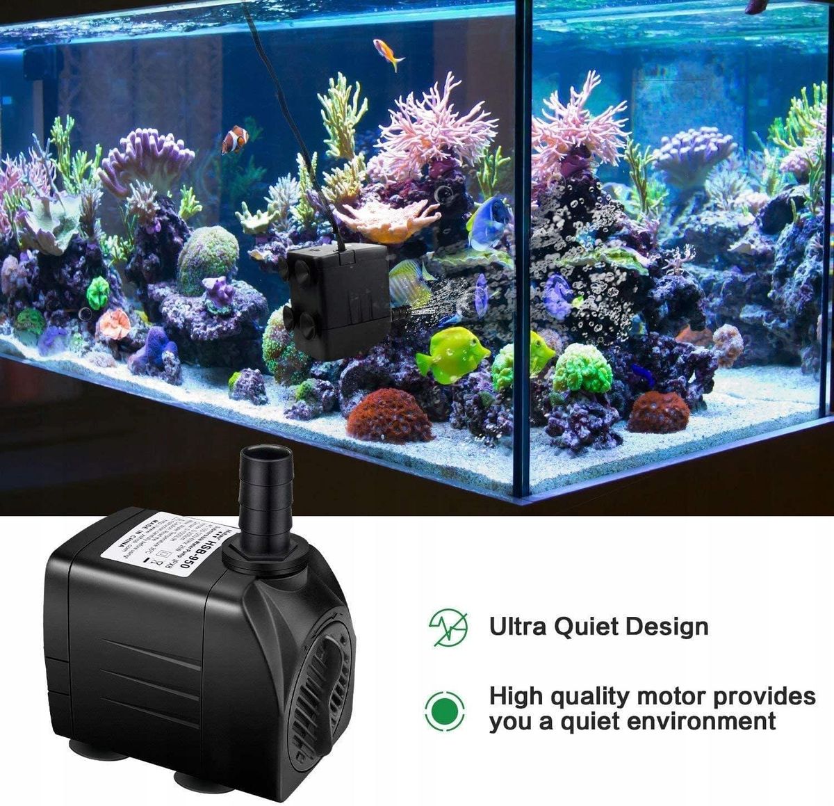 160GPH Fountain Pump with 48” Lift 8W Small Submersible Fountain Water Pump 6ft Power Cord 2 Nozzles