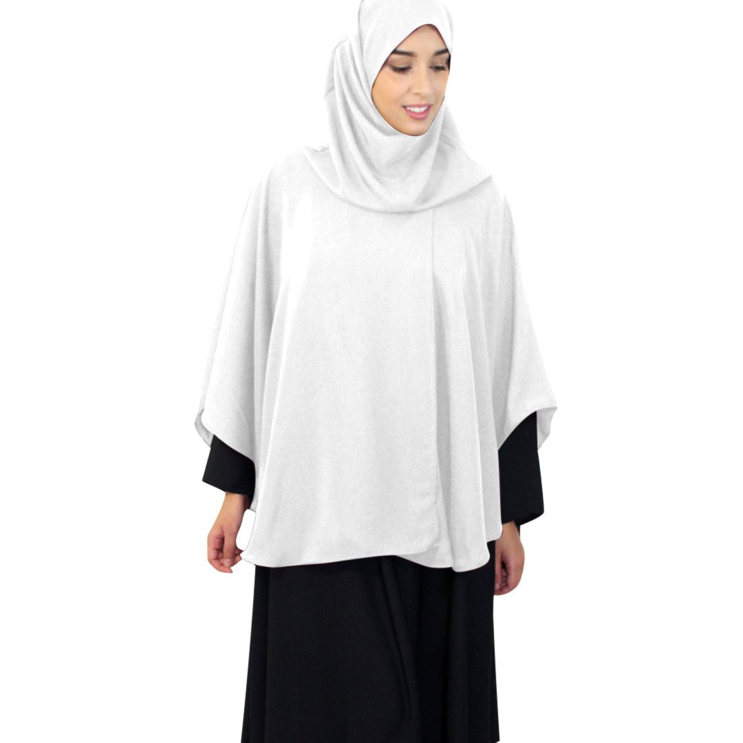 Muslim Women Hijab Overhead Prayer Dress Niqab Scarf Islamic Jilbab-White