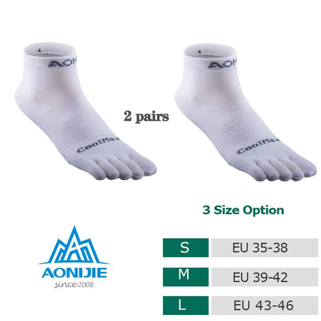 -Toe -Socks -New -Coolspec -Run -Five E4109 White 2pairs_S
