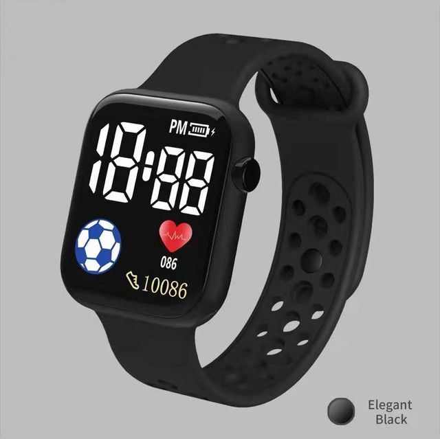 Cute Pattern Kids Watch Waterproof Children Digital Electronic Wristwatch Sports LED Watches For Boys Girls Relogio Infantil(#black 1)