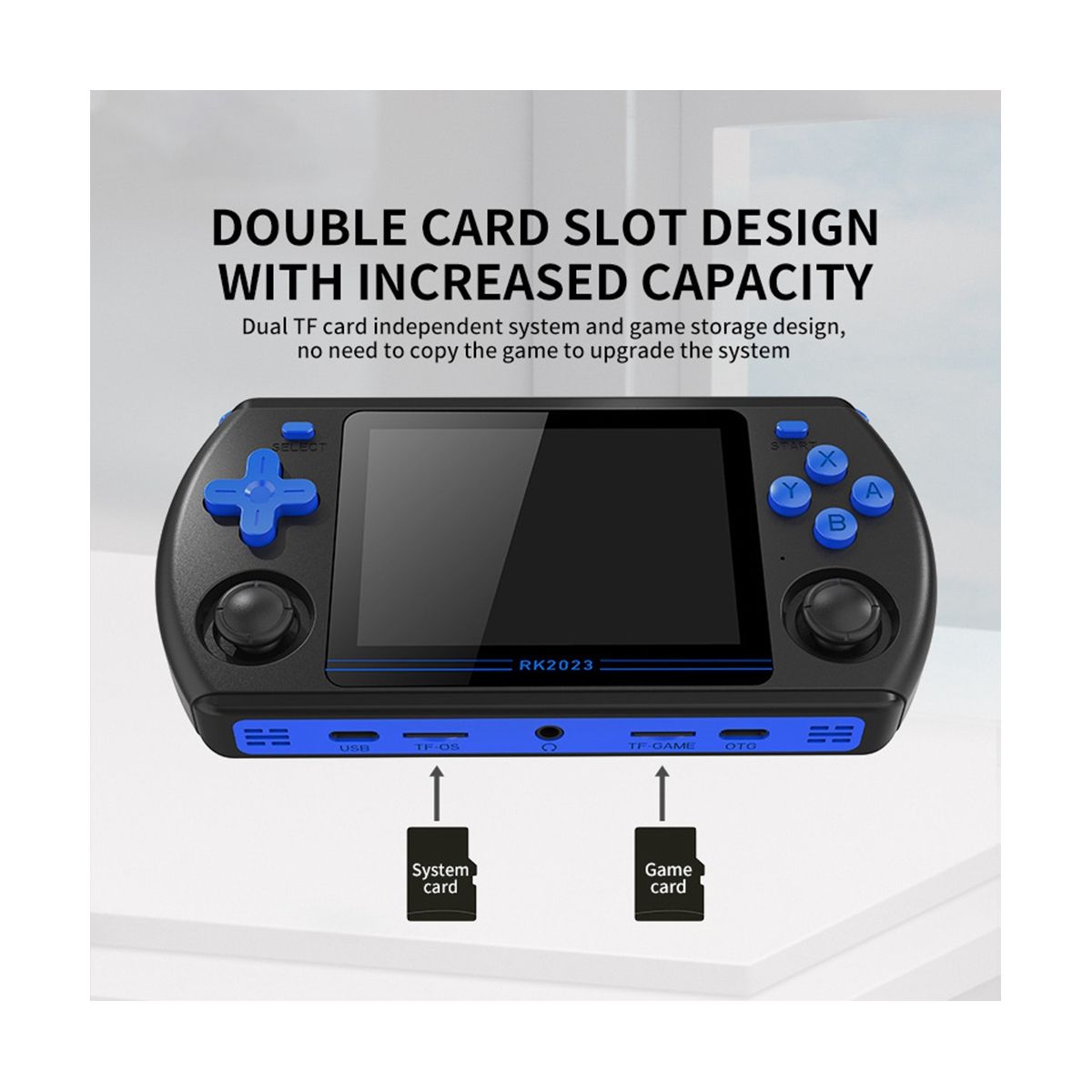 POWKIDDY RK2023 Retro Video Game Console 35 Inch 16G128G 43 IPS Screen RK3566 Dual Speaker Handheld Game ConsoleA