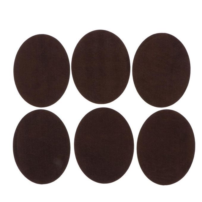 6pcs Oval Shape Ironon Patch Suede Elbow Applique Cloth Badge Coffee