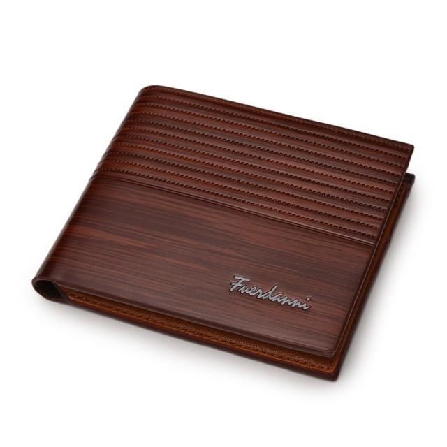 Cartera de cuero de marca de lujo para hombre cartera Retro corta monedero estandar tarjetero-LightBrown