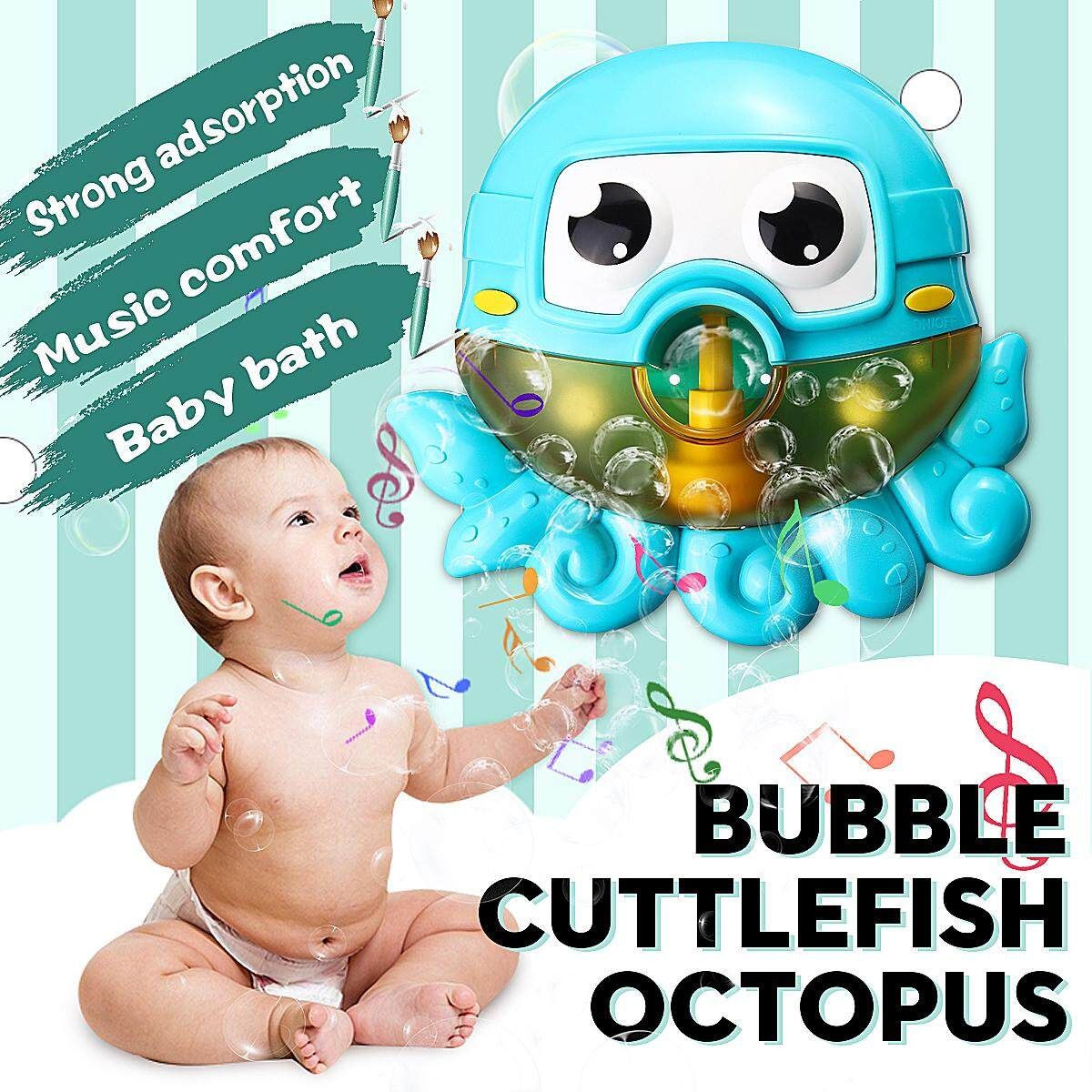 Kids Baby Bubble Frog Crab Automatic Shower Machine Blower Maker Bath Music Toy Octopus Bubble Machine (blue) Color Box