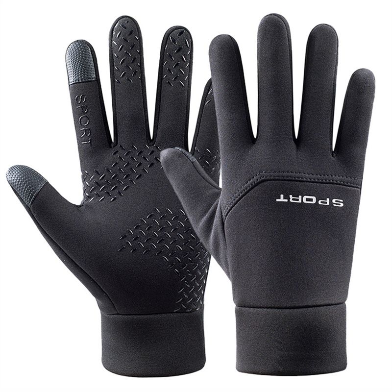 (Black)2023 NEW Running Motorcycle Ski Touch Screen Fleece Gloves Non-slip Warm Full Fingers M GRE