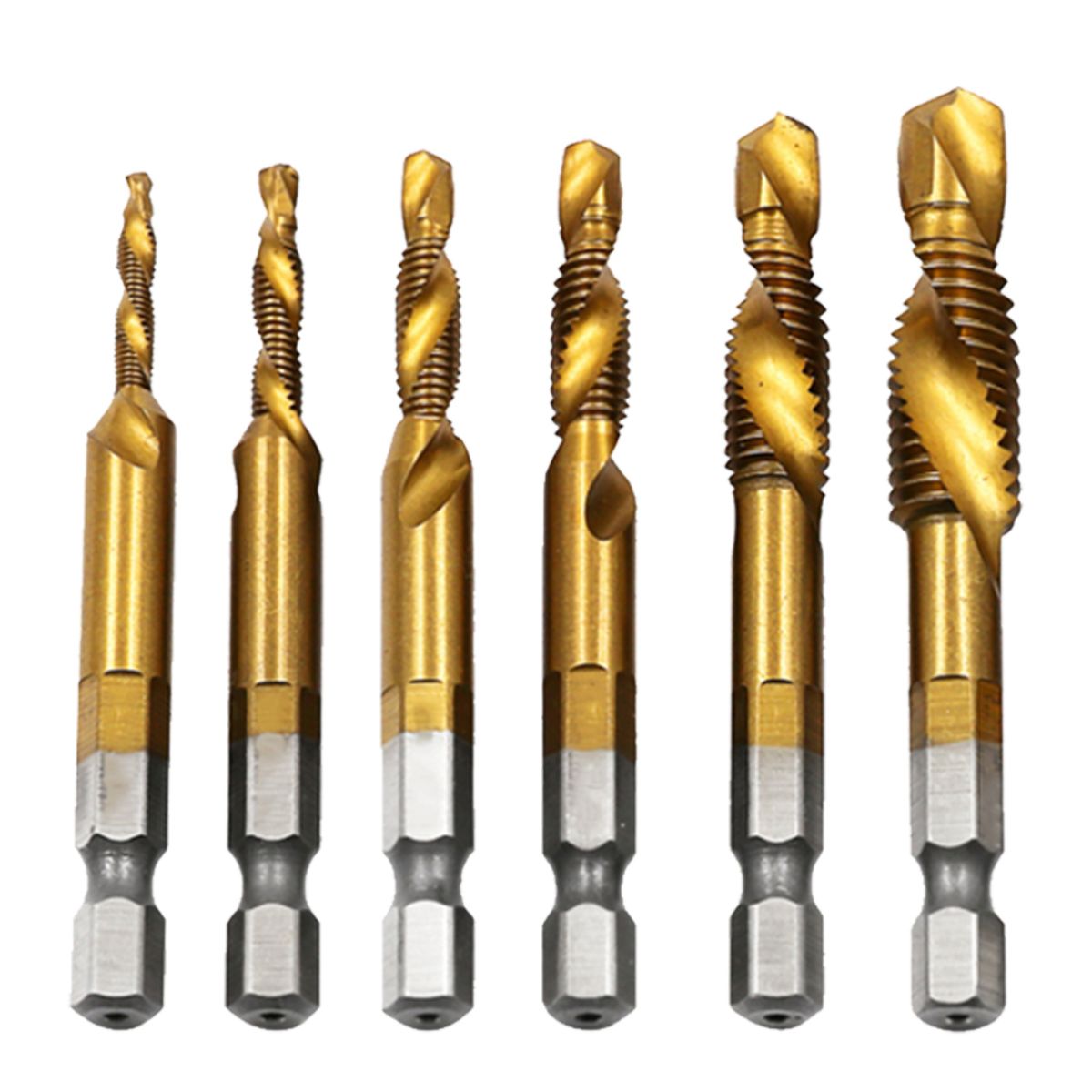 Combination Drill Tap Bit Set 6pcs Drill Tap Bits Metric HSS