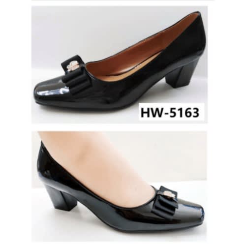 Butterfly Bowed Block Heel Patent Leather Shoe