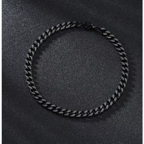 Trinique - Cuban Link Bracelet For Men - 7mm - 1 Piece - Black