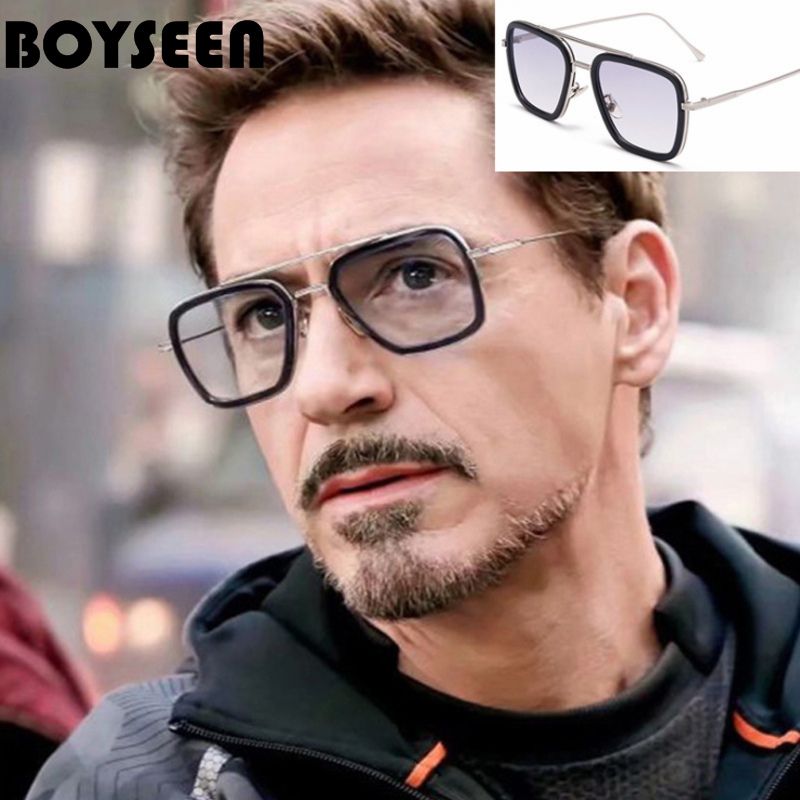 New Iron Man Sunglasses European And American Fashion Square Frame Downey Same Sunglasses Men Trend Glasses