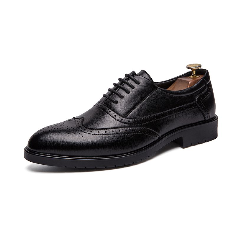 Mens Pointed Oxfords Shoes Men Brogues Formal Shoes Black