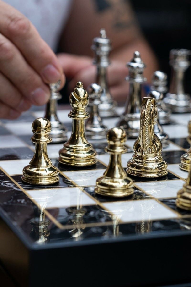 Gold Silver Stainless Metal Chess Team First ClChrome Plated 35 × 35 Crate Gold Playgroups Hobby &