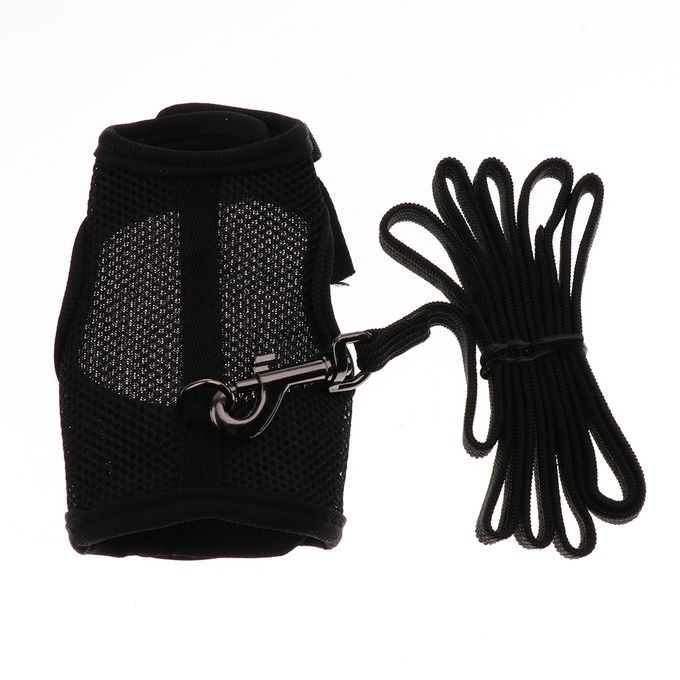 Hamster Rabbit Guinea Pig Rat Ferret Breathable Mesh Harness Black S