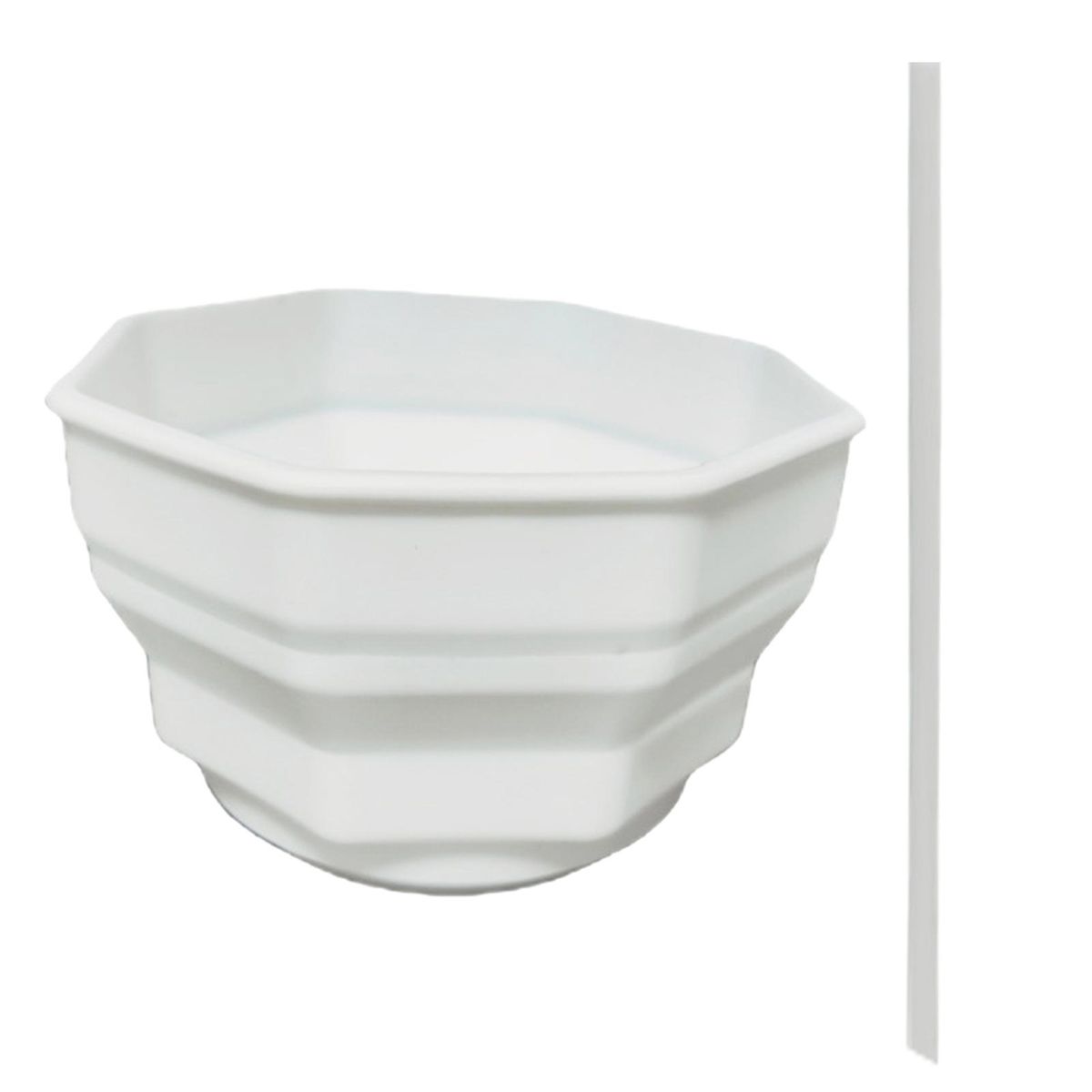 Silicone Popcorn Bowl Foldable Snack Tray with Straw for 40oz Tumblers White