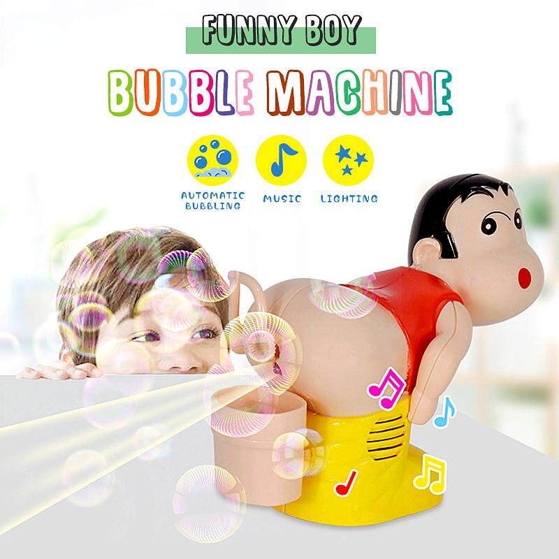 Musical Bubble Cartoon Funny Boy Automatic Bubble Blower Machine Baby Shower Toy