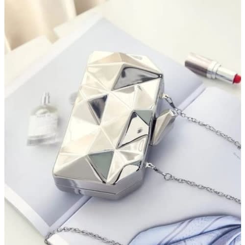 Metallic Clutch Purse - Silver 6 X 4 Inches