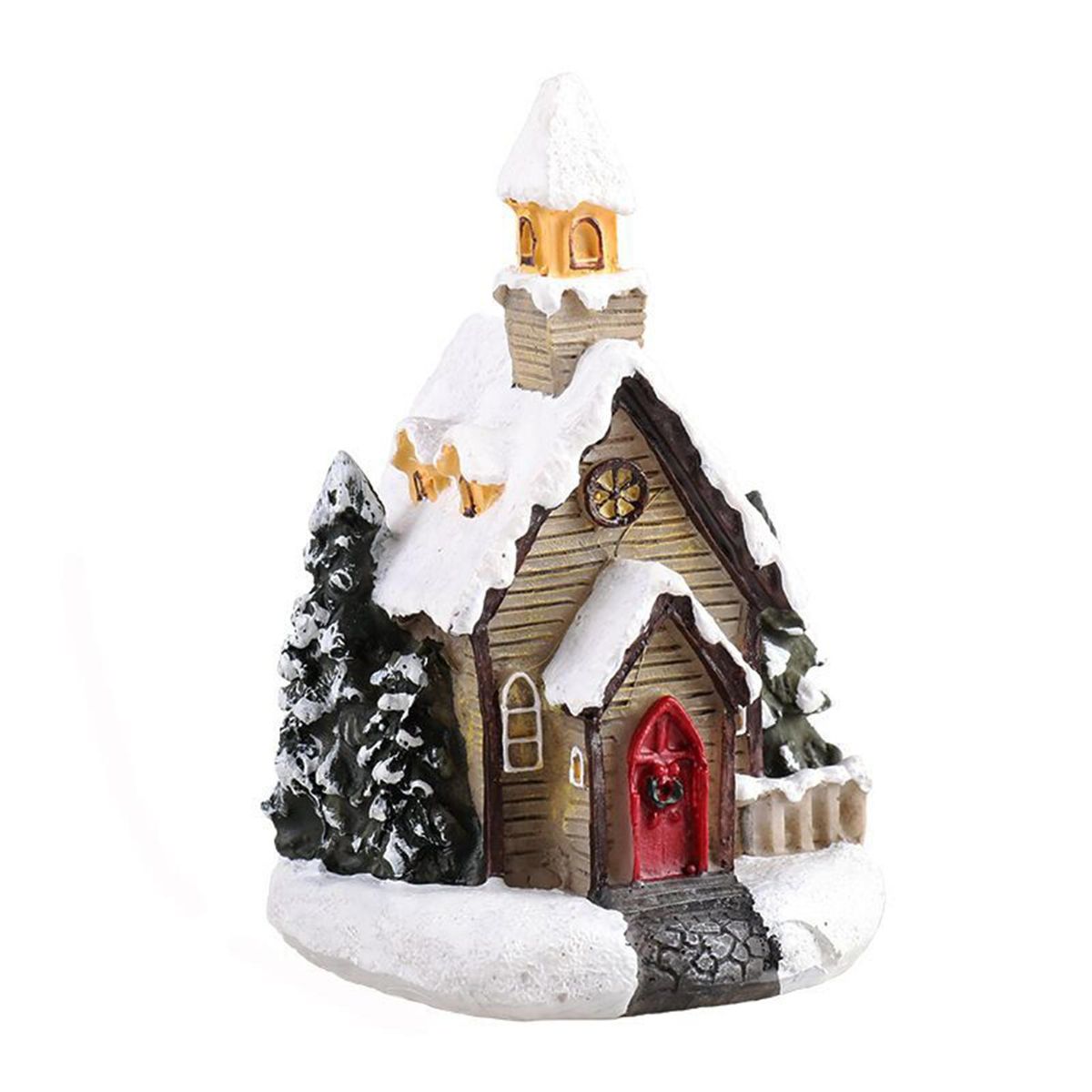 Christmas Scene Houses Building House with Warm LEDs Light Batter-y Operated Christmas Ornamnet Gift