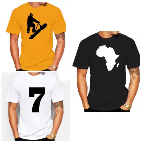 3 In 1 Africa Print T-shirts - Black White Yellow