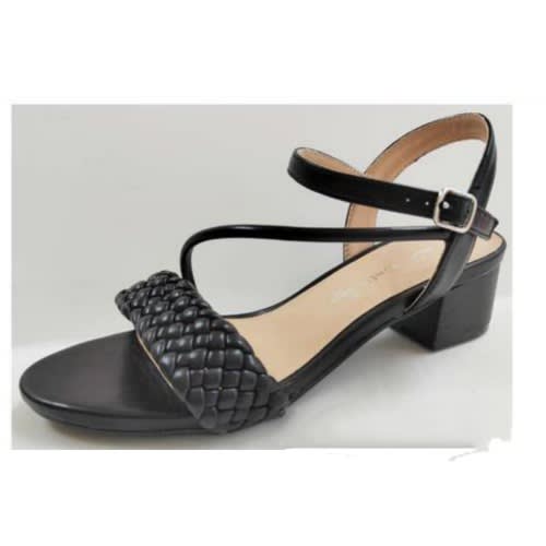 Woven Strap Women's Mid Heel Sandal - Black