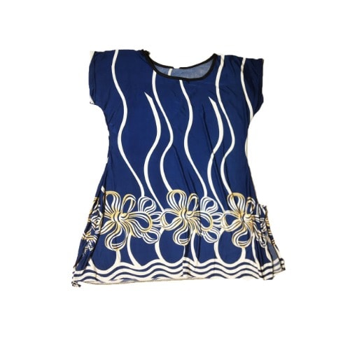 Bow Print - Ice Silk Ladies Top - Blue