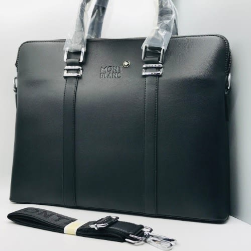 Men's Leather Briefcase - Black