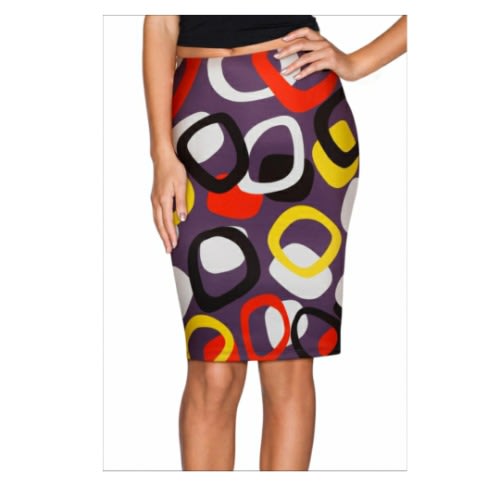 Separate Circles Midi Pencil Skirt - Multicolor