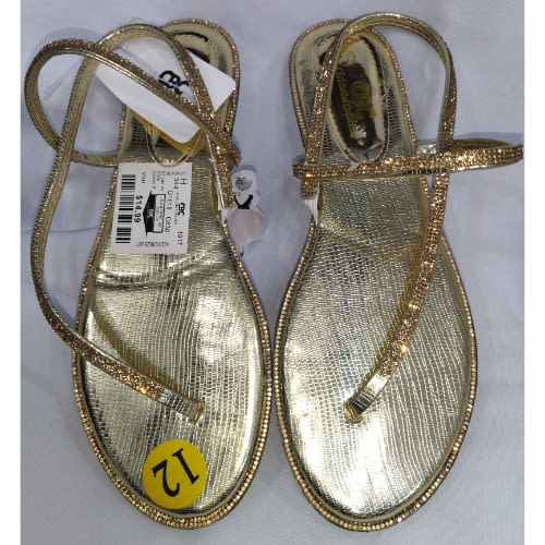 Gold Diamante Crystals Embellished Evening Sandal