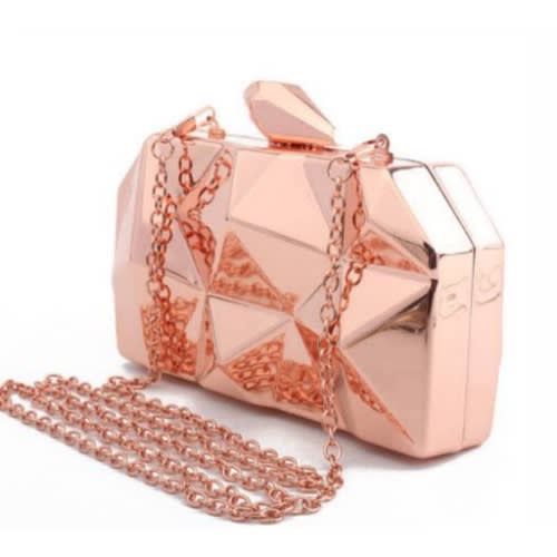 Metallic Prism Style Clutch Purse - Rose Gold