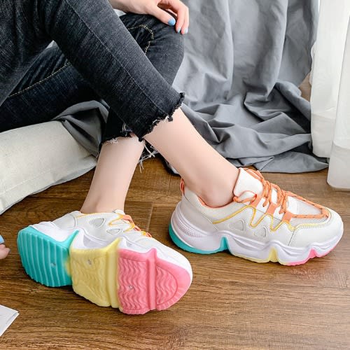 Ladies Sneakers With Orange Lace