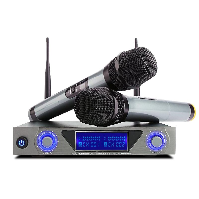 UHF Dual Wireless Microphone Karaoke Dynamic Handheld Party Family Speech Wireless Microphone