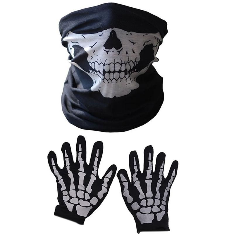 Mask Scary Chin Mask Skeleton Ghost Gloves