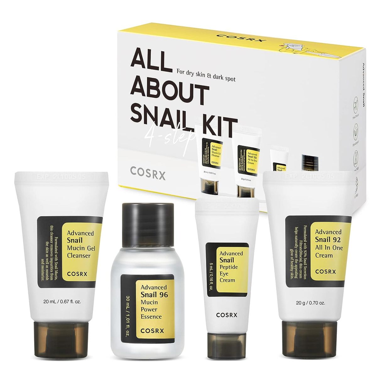 All About Snail Kit For Dry Skin & Dark Spots - TSA Approved Travel Size, Gift Set