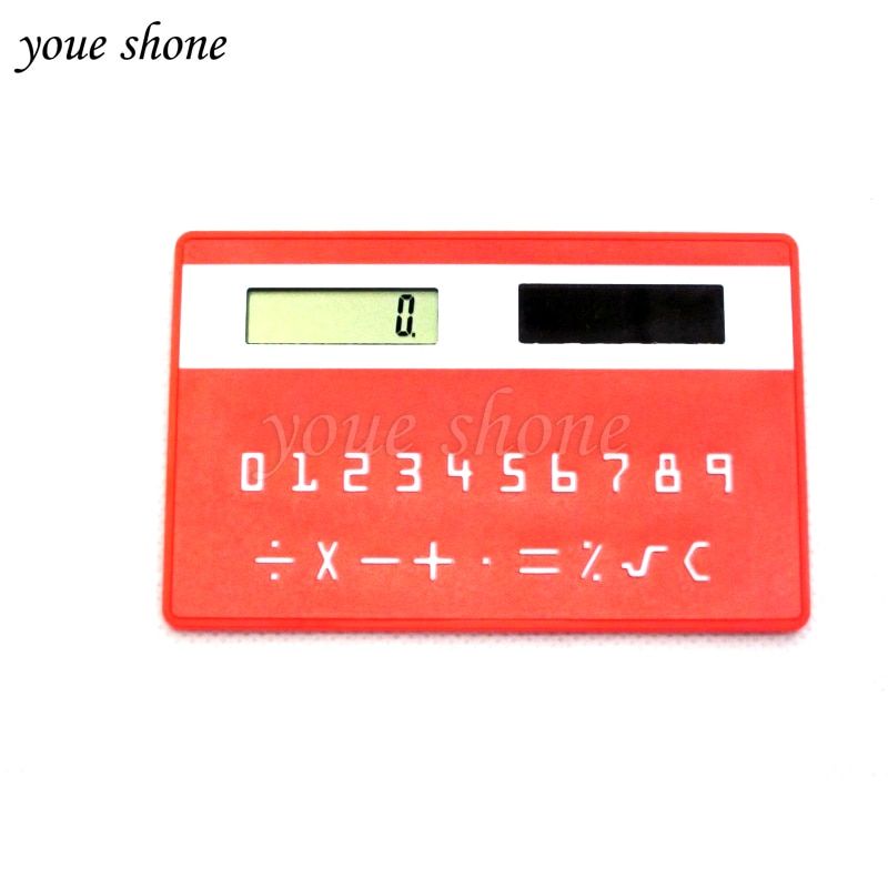 Portable Calculator Mini Handheld Ultra-thin Card Stationery Card Calculator Solar Power Slim Travel Pocket Calculator Green