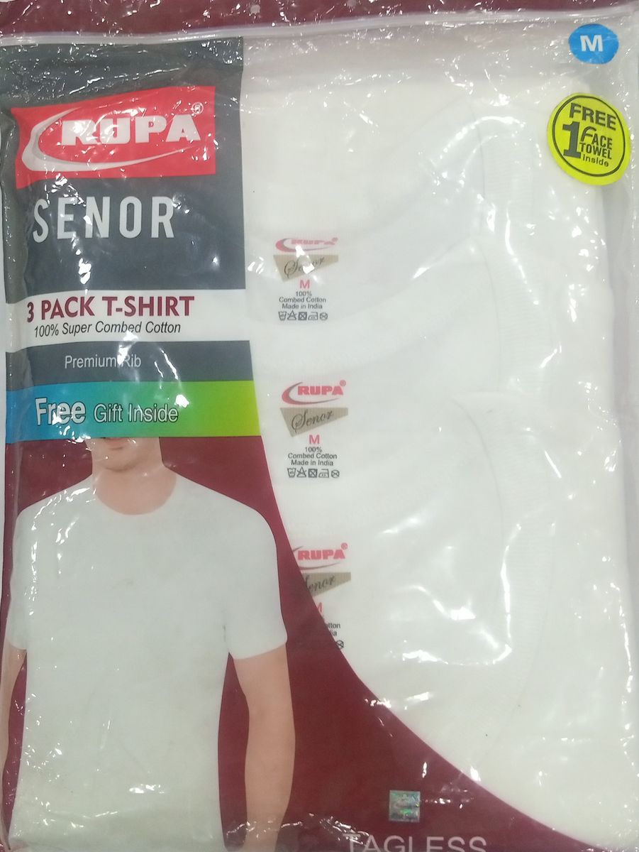 Rupa Senor  Round Neck  3 In 1 White Singlet - M