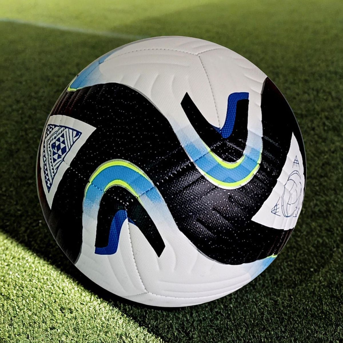 Soccer Ball Size 5 Durable PU Leather Sports Ball Black