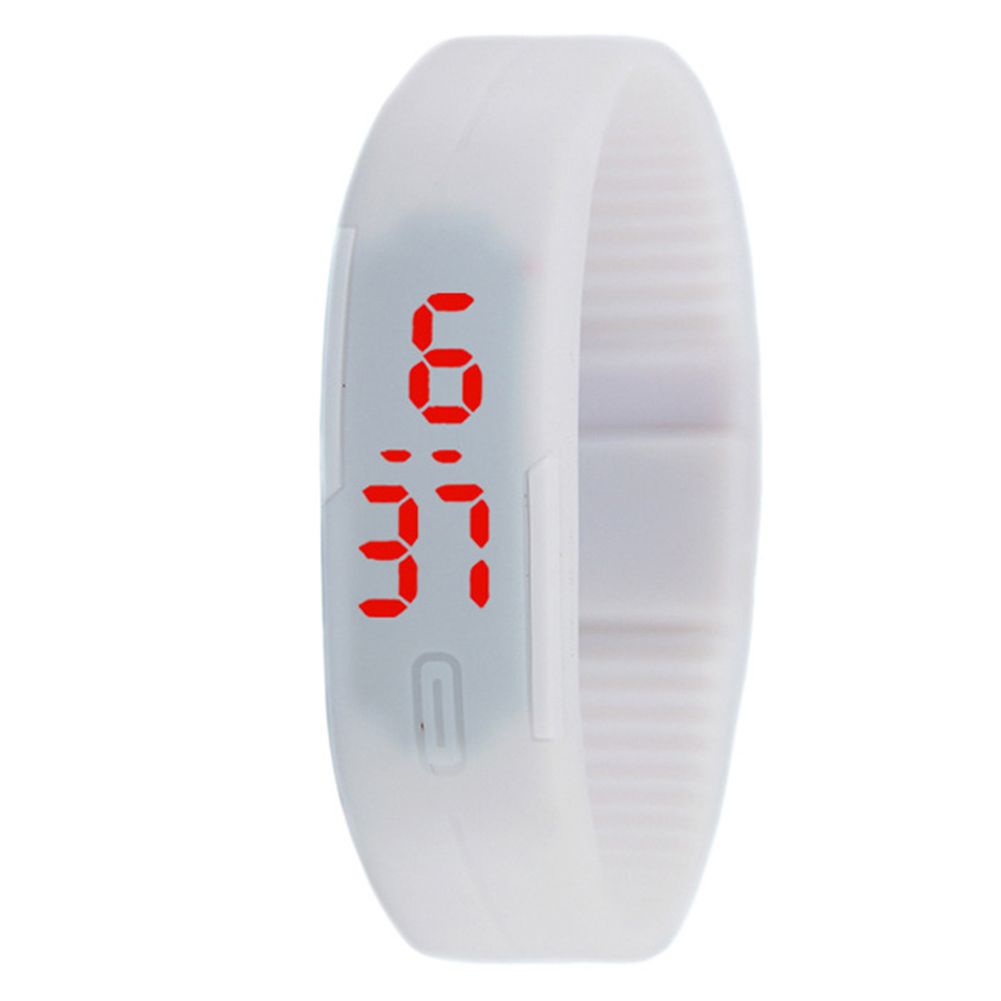 Screen Touch Silicone Mini Luminous Electronic Couple Wristwatch Bracelet Gift-White