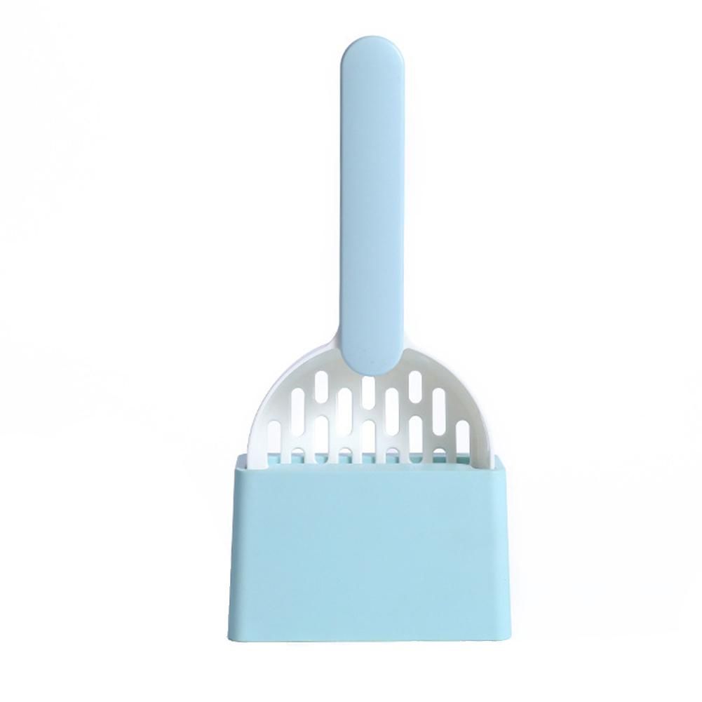 Cat Litter Shovel Plastic Cats Poop Scoop with Base Pet Cleanning Tool Cat Toilet Litter Box Cleaner Shovel Blue