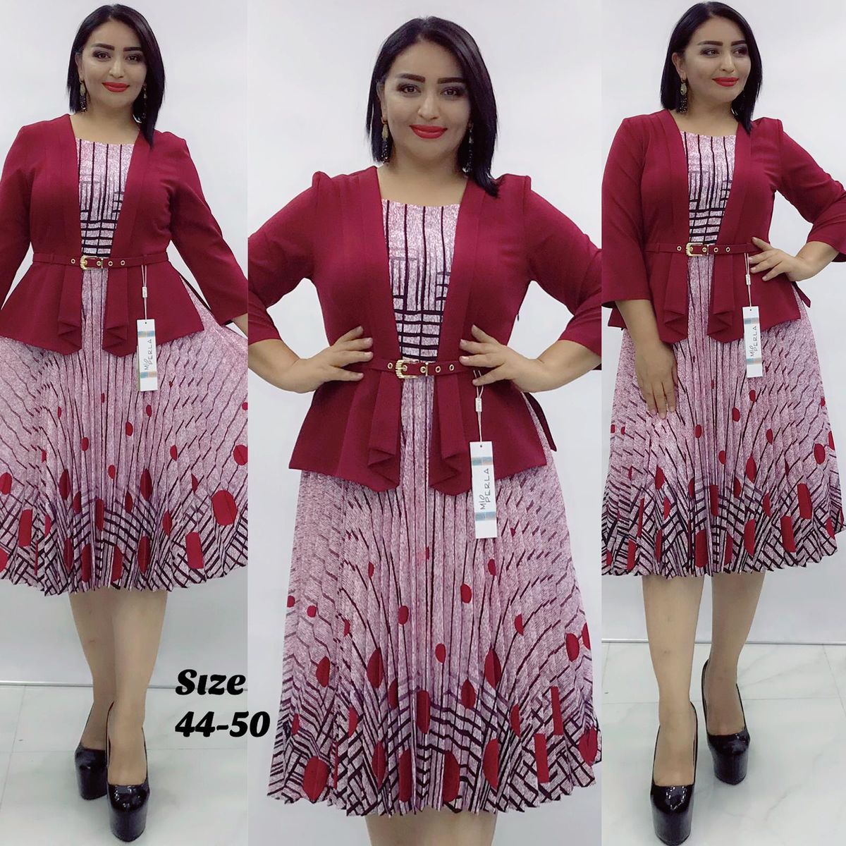 Turkey Pleated Dress-Wine