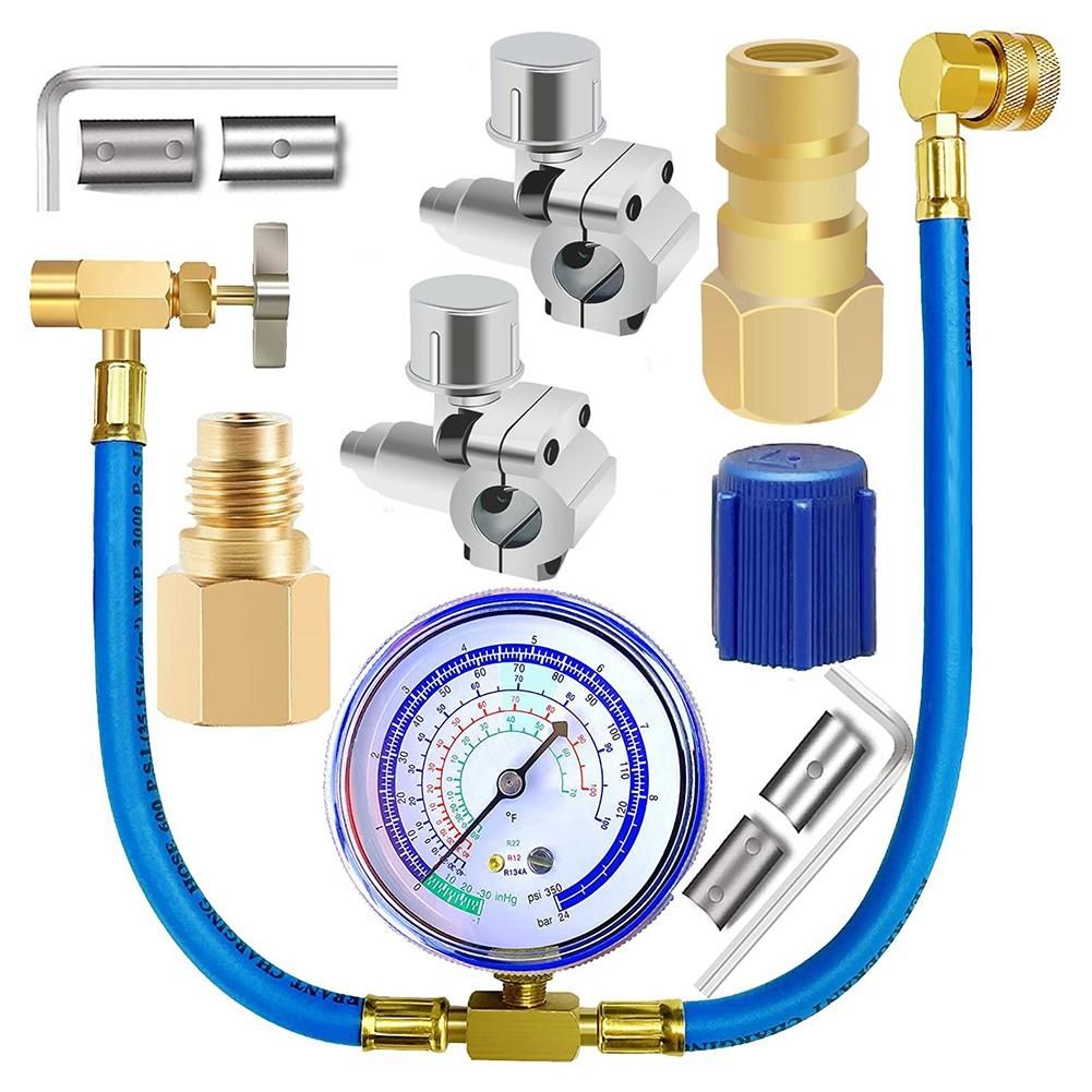 Refrigerator Freon Recharge Hose with Gauge Kit R134A R12 R2