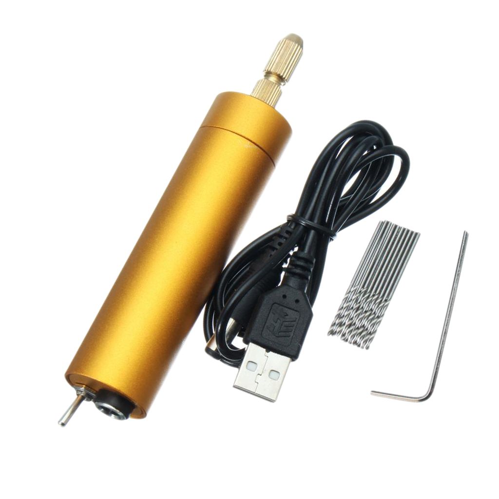 Mini Micro Small Electric Aluminum Hand Drill Set Tool + 10 Twist Bits